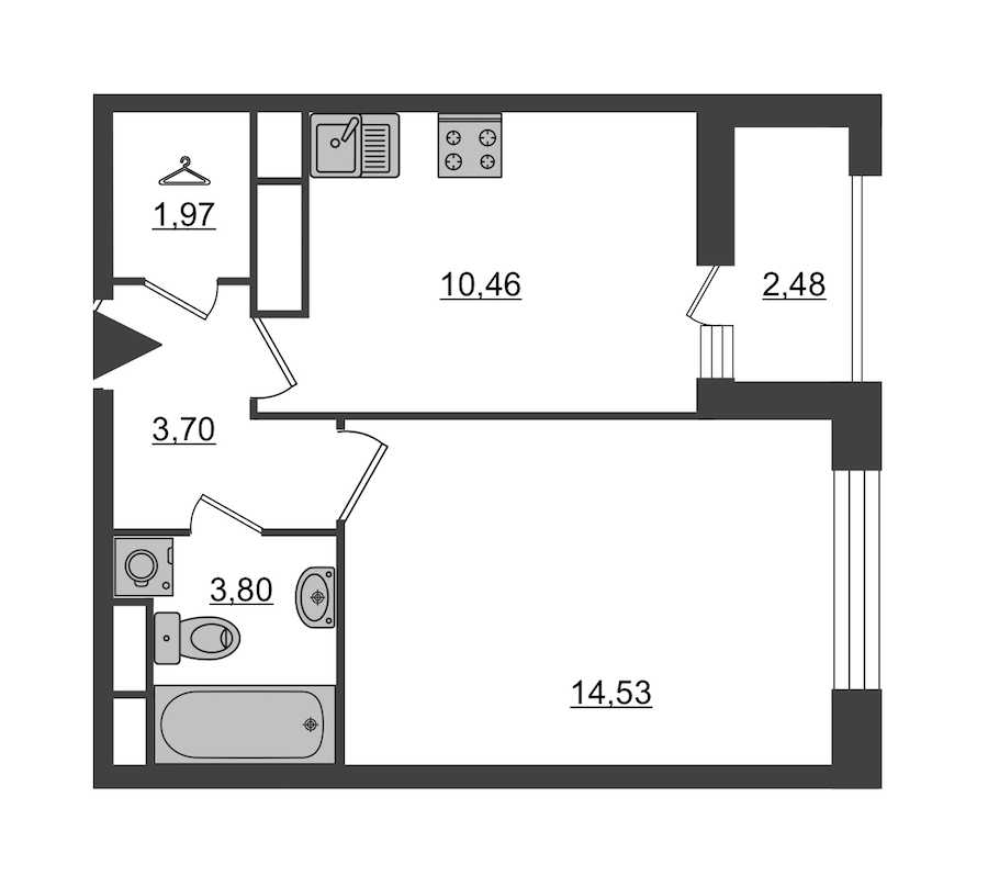 Однокомнатная квартира в : площадь 35.7 м2 , этаж: 5 – купить в Санкт-Петербурге